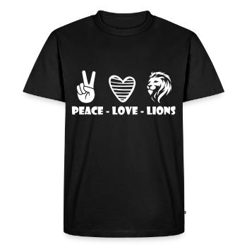 Lion Peace and Love in Africa Safari - Men's Premium Organic T-Shirt - black - Front - Nico (187cm)
