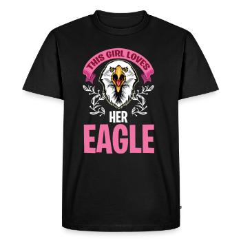 Girl loves eagle falcons and falconry - Men's Premium Organic T-Shirt - black - Front - Nico (187cm)