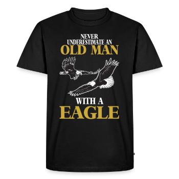 Aigle avec vieil homme Fauconnerie Oiseaux - T-shirt Premium bio Homme - noir - Devant - Nico (187cm)