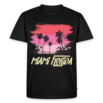 Miami Florida Palm Trees Skyline Beach Sun - Men's Premium Organic T-Shirt - black - Front - Nico (187cm)