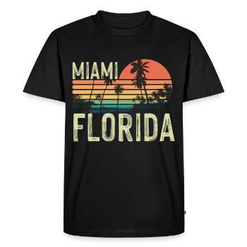 Miami Florida Palm Trees Sunset Beach Sun Sea - Men's Premium Organic T-Shirt - black - Front - Nico (187cm)