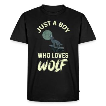 Boy loves wolves full moon wolf pack - Men's Premium Organic T-Shirt - black - Front - Nico (187cm)