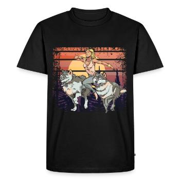 Trail Running Girl avec Wolves Sunset - T-shirt Premium bio Homme - noir - Devant - Nico (187cm)