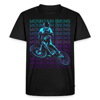 Mountain Biking MTB Biker Mountain Bike Retro - Men's Premium Organic T-Shirt - black - Front - Nico (187cm)
