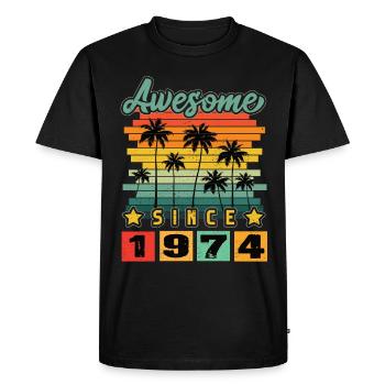 Génial depuis 1974 - T-shirt Premium bio Homme - noir - Devant - Nico (187cm)