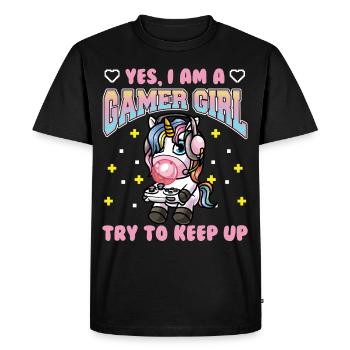 Oui, je suis une fille gamer jeux vidéo - T-shirt Premium bio Homme - noir - Devant - Nico (187cm)