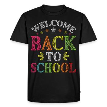 Bienvenue à l’école pour les élèves et les enseignants - T-shirt Premium bio Homme - noir - Devant - Nico (187cm)