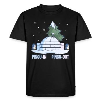 Penguin Pun Neige Hiver Pengu-In Pengu-Out - T-shirt Premium bio Homme - noir - Devant - Nico (187cm)