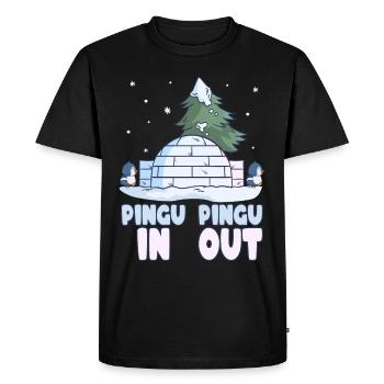Penguin Pun Neige Hiver Pengu-In Pengu-Out - T-shirt Premium bio Homme - noir - Devant - Nico (187cm)