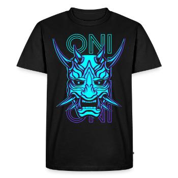 Oni Mask Japonais Yoaki Demon Mask Retro - T-shirt Premium bio Homme - noir - Devant - Nico (187cm)