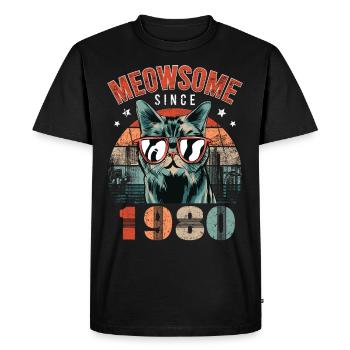 Meowsome 1980 Année de naissance 1980 Chat Anniversaire - T-shirt Premium bio Homme - noir - Devant - Nico (187cm)