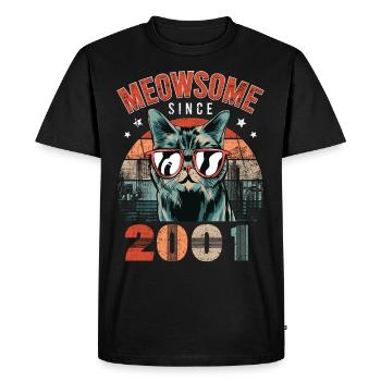 Meowsome 2001 Année de naissance 2001 Anniversaire du chat - T-shirt Premium bio Homme - noir - Devant - Nico (187cm)