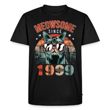 Meowsome 1999 Année de naissance 1999 Anniversaire du chat - T-shirt Premium bio Homme - noir - Devant - Nico (187cm)