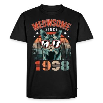 Meowsome 1998 Year of birth 1998 Cat birthday - Men's Premium Organic T-Shirt - black - Front - Nico (187cm)