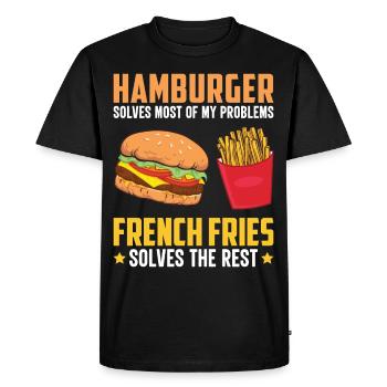 Meaty Burgers Fast Food Foodaholic Lifestyle G - Men's Premium Organic T-Shirt - black - Front - Nico (187cm)