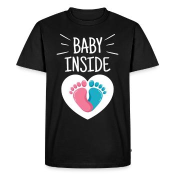 Bébé à l’intérieur Bébé enceinte Annonce à l’intérieur - T-shirt Premium bio Homme - noir - Devant - Nico (187cm)