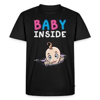 Baby Inside Pregnant Baby Inside Announcement - Men's Premium Organic T-Shirt - black - Front - Nico (187cm)