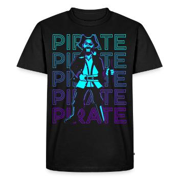 Pirate Retro - Men's Premium Organic T-Shirt - black - Front - Nico (187cm)