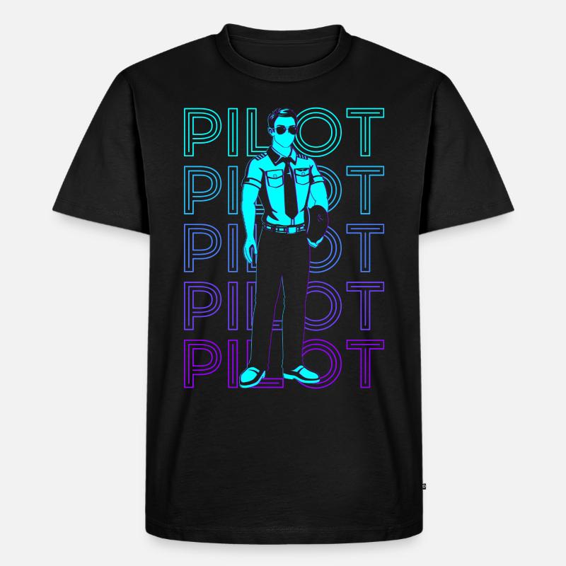 Pilot Luftfahrt Aviator Retro - Männer Premium Bio T-Shirt - Schwarz
