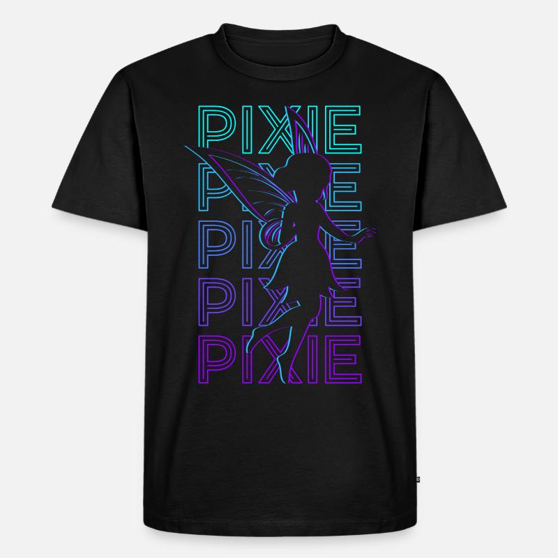 Pixie Fairy Retro - Männer Premium Bio T-Shirt - Schwarz