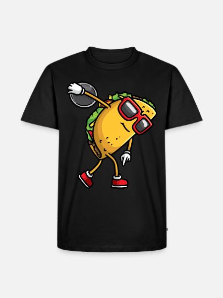 Taco Mit Sonnenbrille Wirft Diskus - Männer Premium Bio T-Shirt - Schwarz