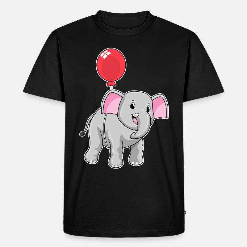 Elefant mit Luftballon - Männer Premium Bio T-Shirt - Schwarz
