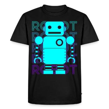 Robot Rétro - T-shirt Premium bio Homme - noir - Devant - Nico (187cm)
