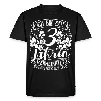 3 Jahre Verheiratet 3. Hochzeitstag - Männer Premium Bio T-Shirt - Schwarz - Vorne - Nico (187cm)