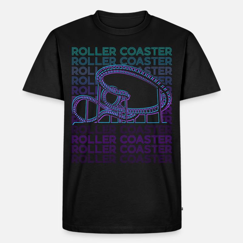 Achterbahn Retro - Männer Premium Bio T-Shirt - Schwarz