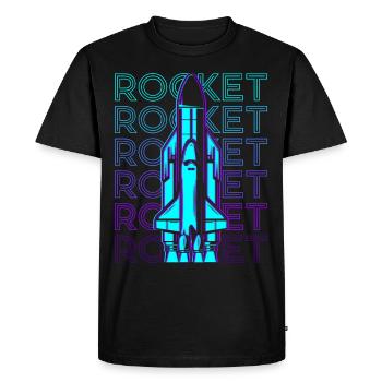 Vaisseau spatial fusée Navette spatiale Retro - T-shirt Premium bio Homme - noir - Devant - Nico (187cm)