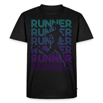 Runners Run Rétro - T-shirt Premium bio Homme - noir - Devant - Nico (187cm)
