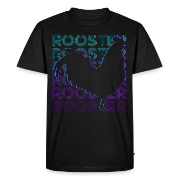 Poulet Coq Rétro - T-shirt Premium bio Homme - noir - Devant - Nico (187cm)