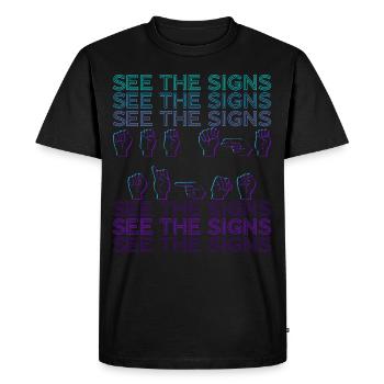 Sign Language ASL See The Signs Retro - Men's Premium Organic T-Shirt - black - Front - Nico (187cm)