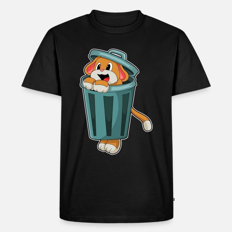 Hund mit Mülleimer - Männer Premium Bio T-Shirt - Schwarz