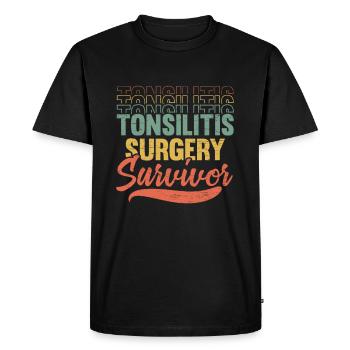 Amygdalite survivante Amygdalectomie - T-shirt Premium bio Homme - noir - Devant - Nico (187cm)