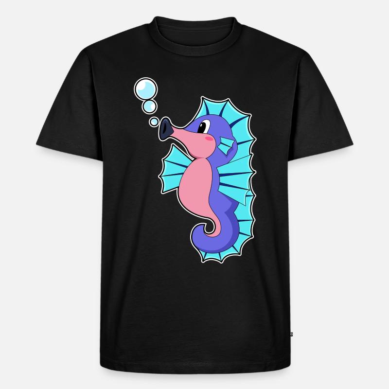 Seepferdchen - Männer Premium Bio T-Shirt - Schwarz