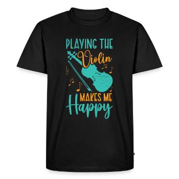 Violin Makes Me Happy Violin Musician Music - Men's Premium Organic T-Shirt - black - Front - Nico (187cm)