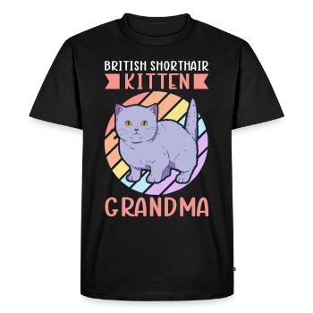Grand-mère britannique à poil court | Cadeau maman chat - T-shirt Premium bio Homme - noir - Devant - Nico (187cm)