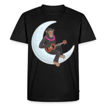 Chimpanzee Plays ukulele on moon - Men's Premium Organic T-Shirt - black - Front - Nico (187cm)