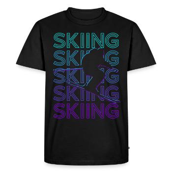 Skiing Skiers Ski Retro - Men's Premium Organic T-Shirt - black - Front - Nico (187cm)
