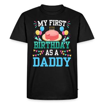 Mon premier anniversaire en tant que papa Papi Papa Père - T-shirt Premium bio Homme - noir - Devant - Nico (187cm)