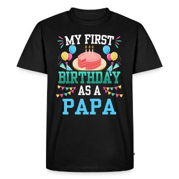 Mon premier anniversaire en tant que Papa Papa Père Party - T-shirt Premium bio Homme - noir - Devant - Nico (187cm)