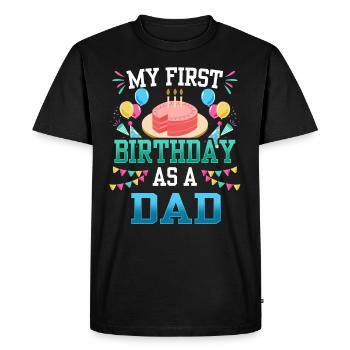 Mon premier anniversaire en tant que père papa papa - T-shirt Premium bio Homme - noir - Devant - Nico (187cm)