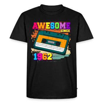 Awesome since 1962 cassette 60s 60th birthday - Men's Premium Organic T-Shirt - black - Front - Nico (187cm)