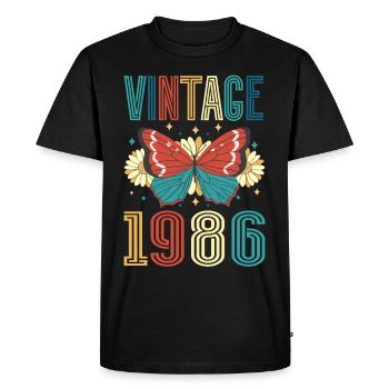 vintage 1986 butterfly 36th birthday - Men's Premium Organic T-Shirt - black - Front - Nico (187cm)