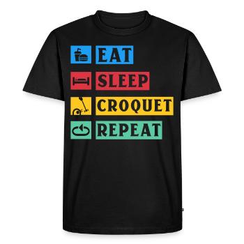 Manger du croquet de sommeil Répéter - T-shirt Premium bio Homme - noir - Devant - Nico (187cm)