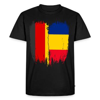 Germany Flag Romania - Men's Premium Organic T-Shirt - black - Front - Nico (187cm)