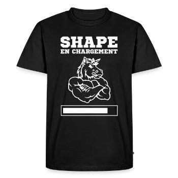 shape en chargement cadeau blague muscu humour - T-shirt Premium bio Homme - noir - Devant - Nico (187cm)