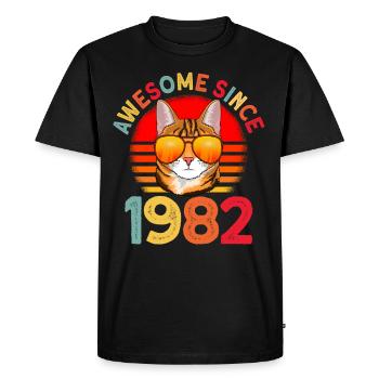 Génial depuis 1982 Cat 40th Birthday Gift - T-shirt Premium bio Homme - noir - Devant - Nico (187cm)