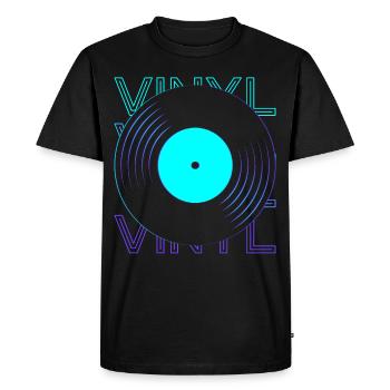 Disque vinyle Vinyle Record Player Phon - T-shirt Premium bio Homme - noir - Devant - Nico (187cm)